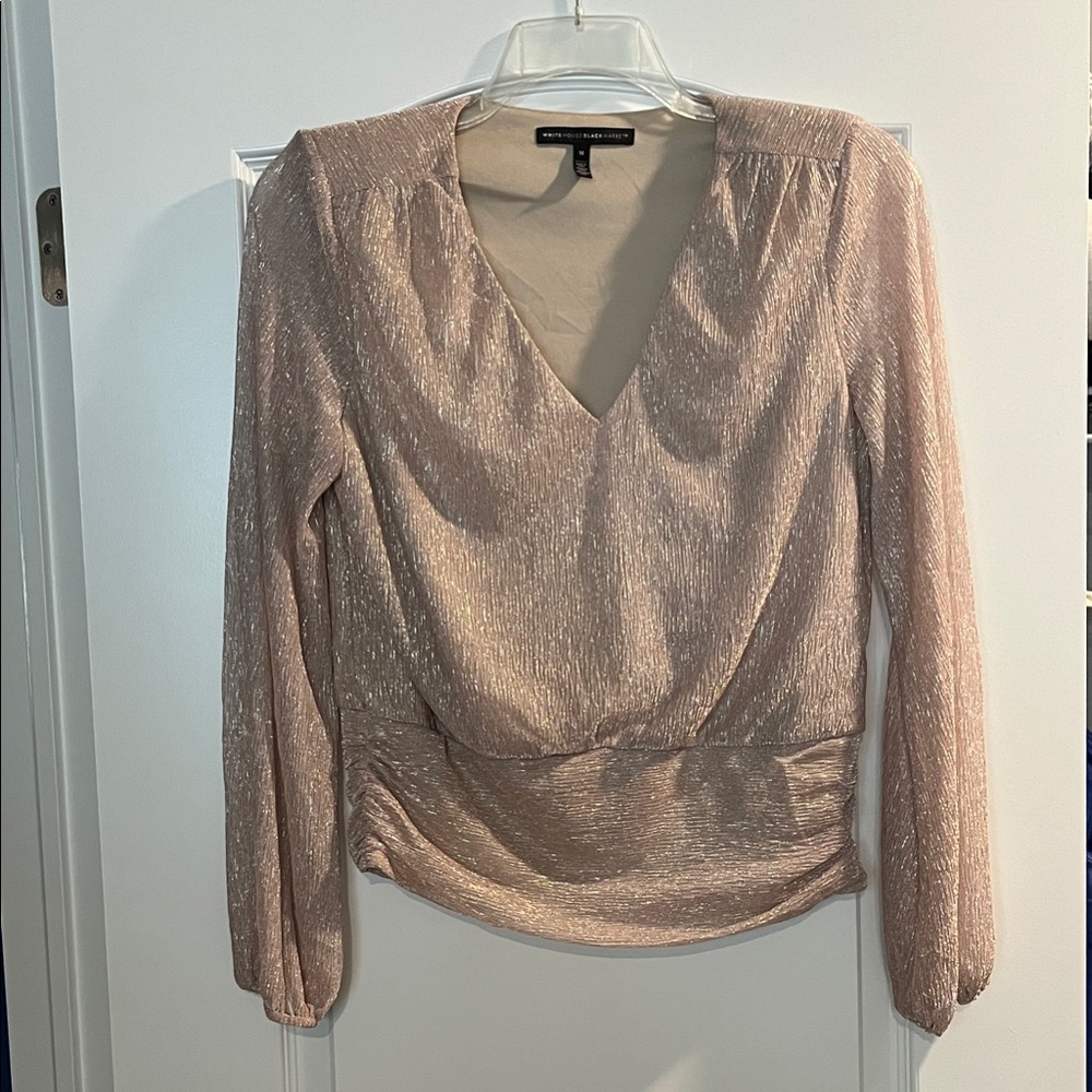 White House Black Market Women's Shimmering Blouse - Soft Pink